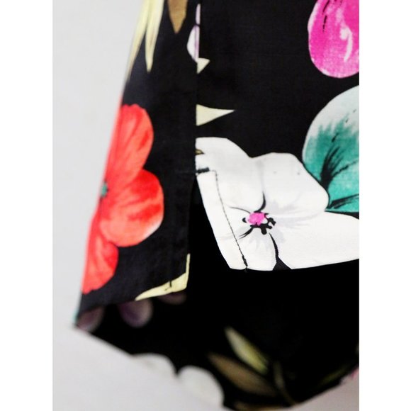 Silkland Women's 12 100% Pure Silk Tropical Vibrant Colorful Floral Pant Black - Picture 8 of 14